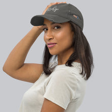 Load image into Gallery viewer, MP Embroidered Worship Distressed Baseball Cap.
